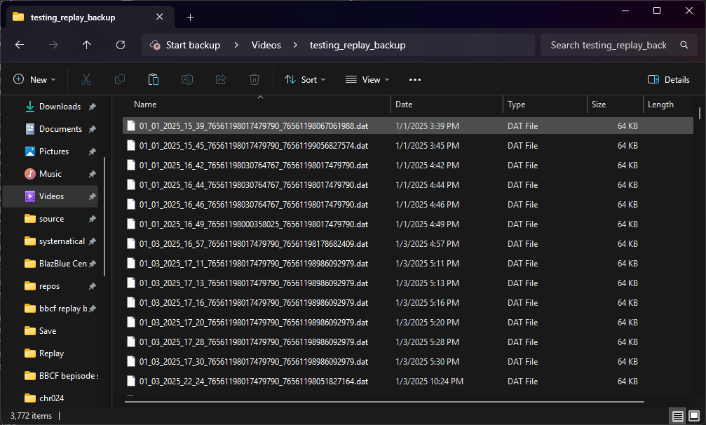 A screenshot of a folder on a windows filesystem. It lists over 3 thousand files, named a series of numbers and a date.